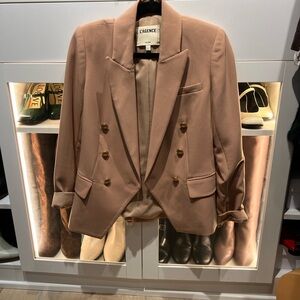 L'AGENCE Blush Blazer with Gold Buttons Kenzie double breasted